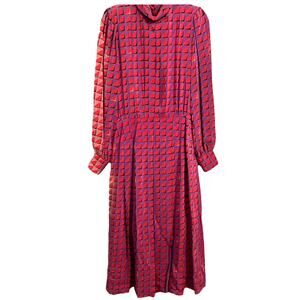 Vintage Silk Marguerite’s Hong Kong Pink Purple Geometric Midi Dress S